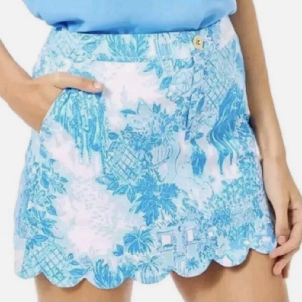 Lilly Pulitzer Colette Skort Scallop Hem Multi Toile Me About It Size 14